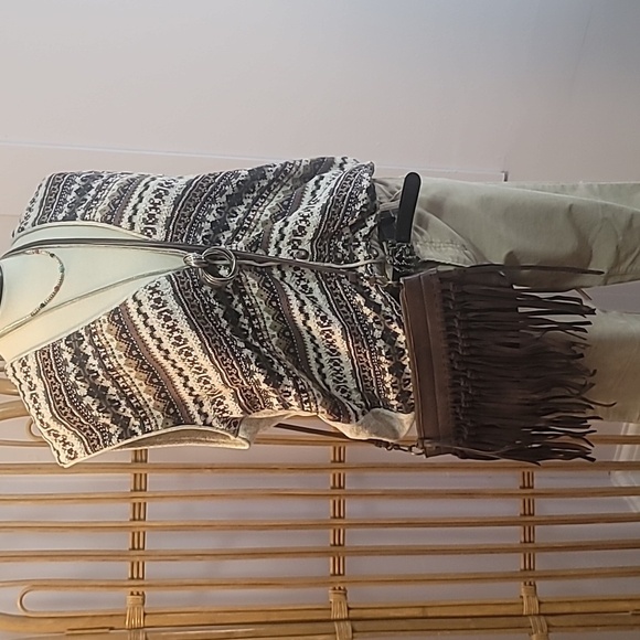 The Sak dark brown leather fringe crossbody purse bohemian hippie 70's style - Picture 2 of 10